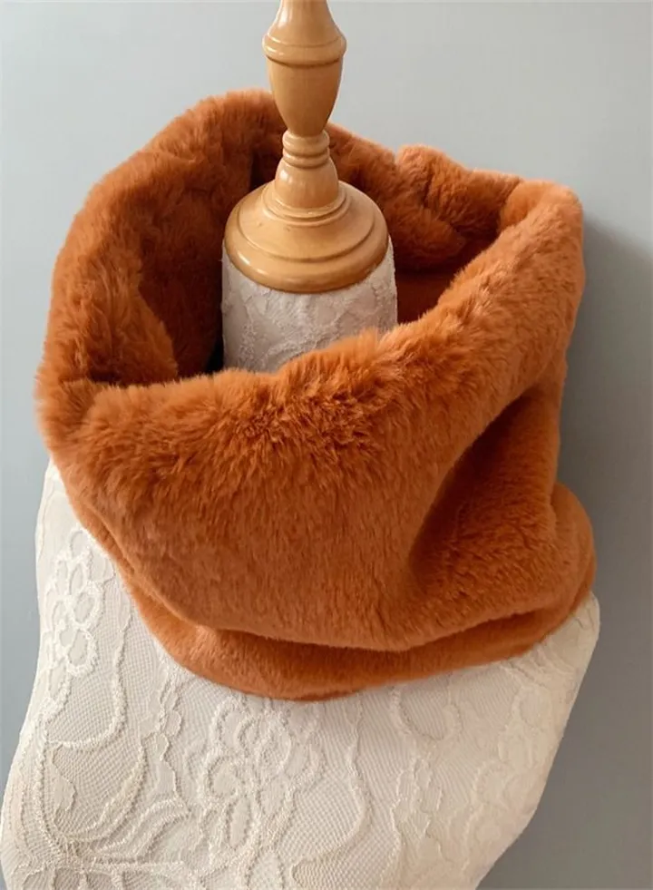 Solid Warm Fur Pullover Scarf