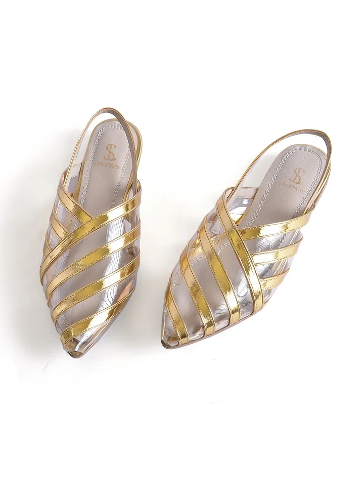 Mules Flat Leather SB-11 - Gold