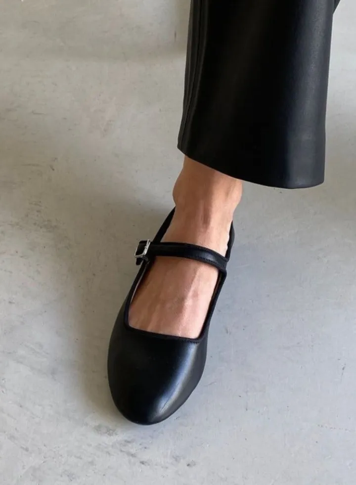 BALLERINA BLACK FLATS (Round-Toe) HANDEMADE FOR WOMEN