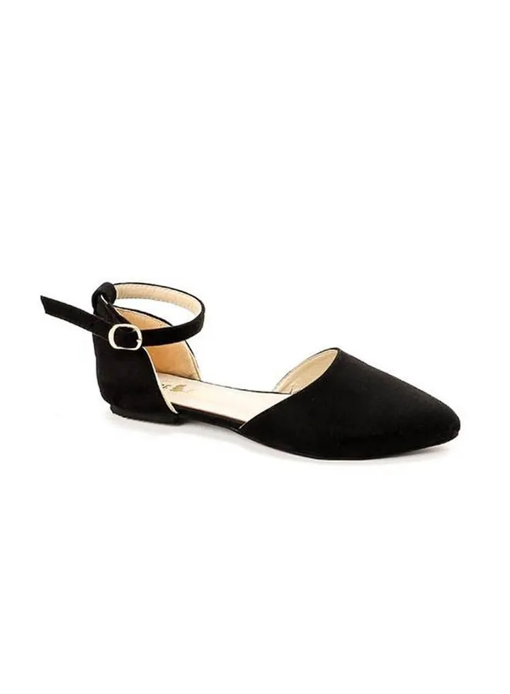 Pointed Suede Elegant Ballerina Black