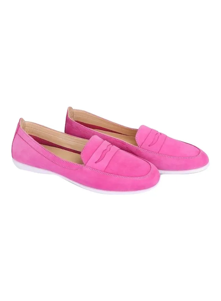 Leather Slip-On Ballerinas Fuxia