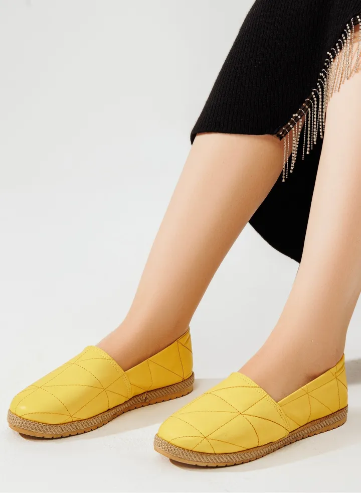 BN-90 Ballerina Leather Flat For Women - Yellow
