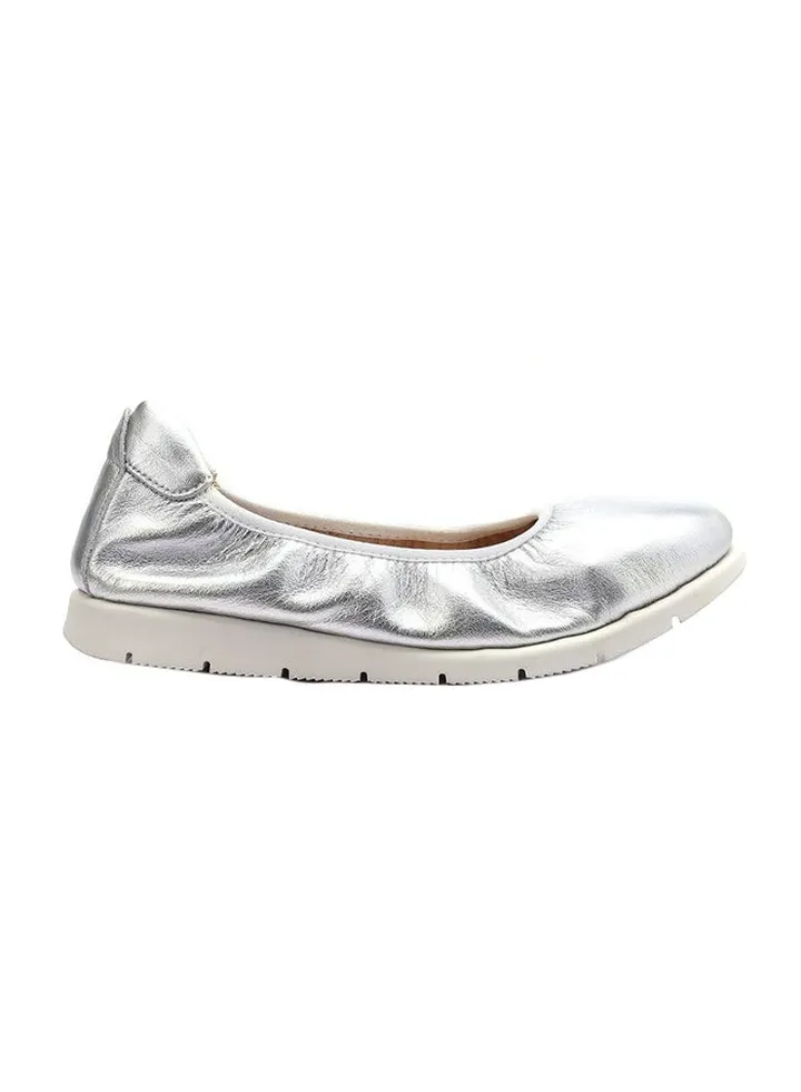 Leather Slip On Ballerina Sliver