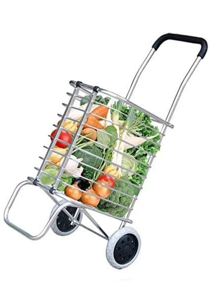 Folding Shopping Cart 2 Wheels Sliding Cart Lightweight Shopping Trolley 42*39*91 CM
