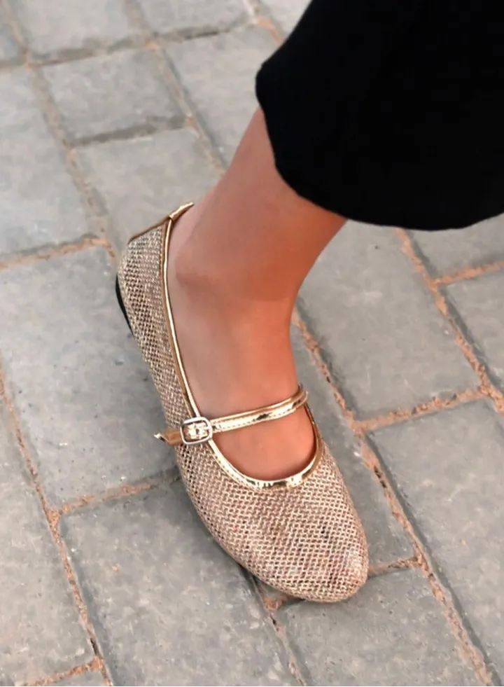 BALLERINA GOLD FISHNET FLATS HANDMADE FOR WOMEN