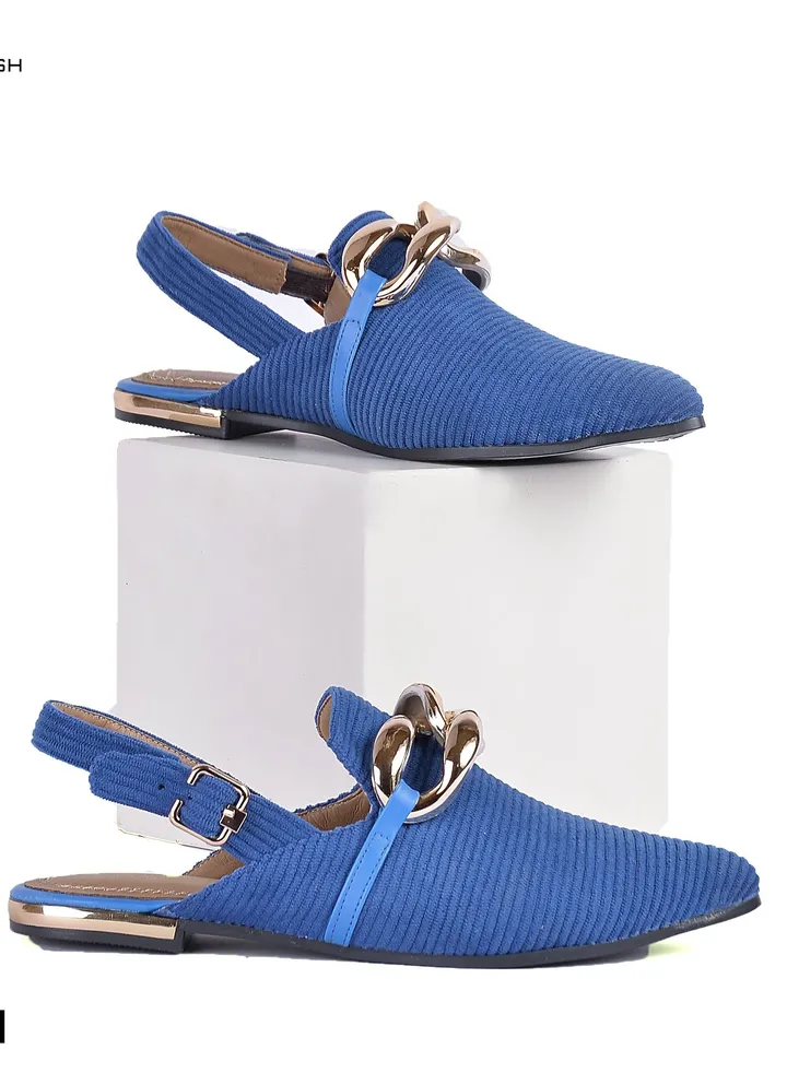 Mules Flat Cloth Plush SB-5 - Blue