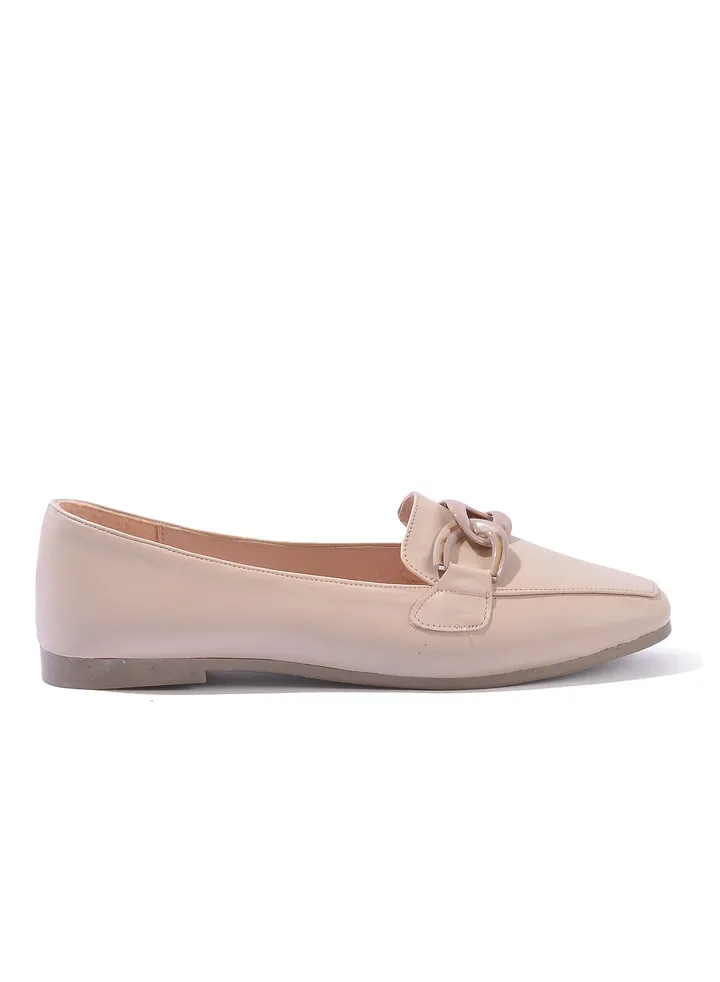 Ballerina Flat Leather With Accessory BN-502 - Beige