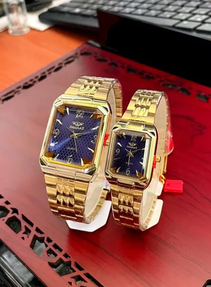 gold plate couple watch for men and women waterproof 100% with box