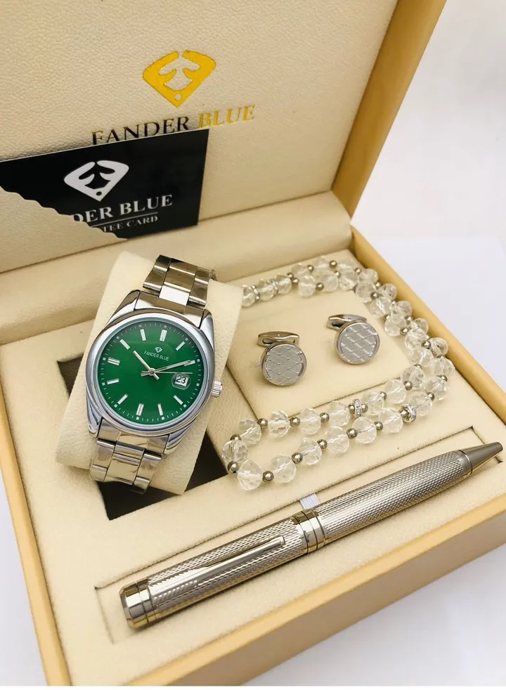 A set of Venderblue watch, the new Rolex look, consisting of a watch - a rosary - and a cup - and a pen