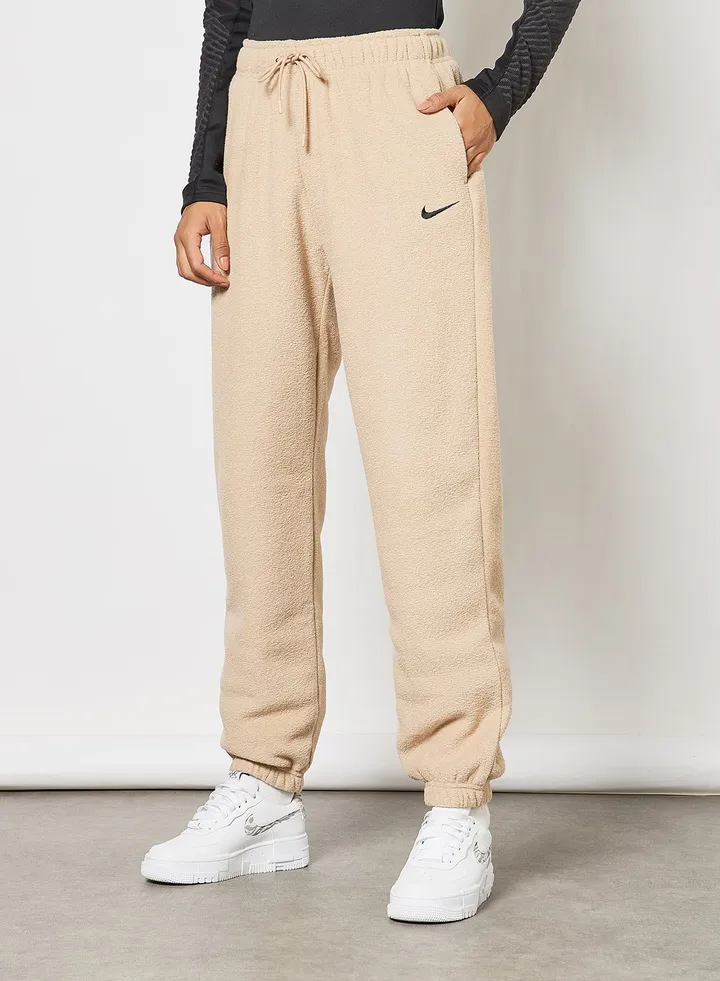 Sportswear Essentials Plush High-Rise Joggers Beige