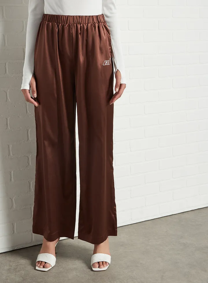 Satin Slouch Pants Chocolate