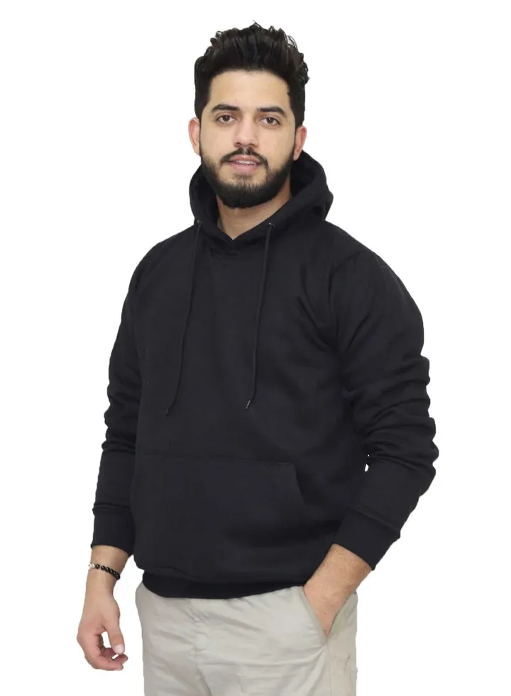 Hoodie Melton Cotton - Black