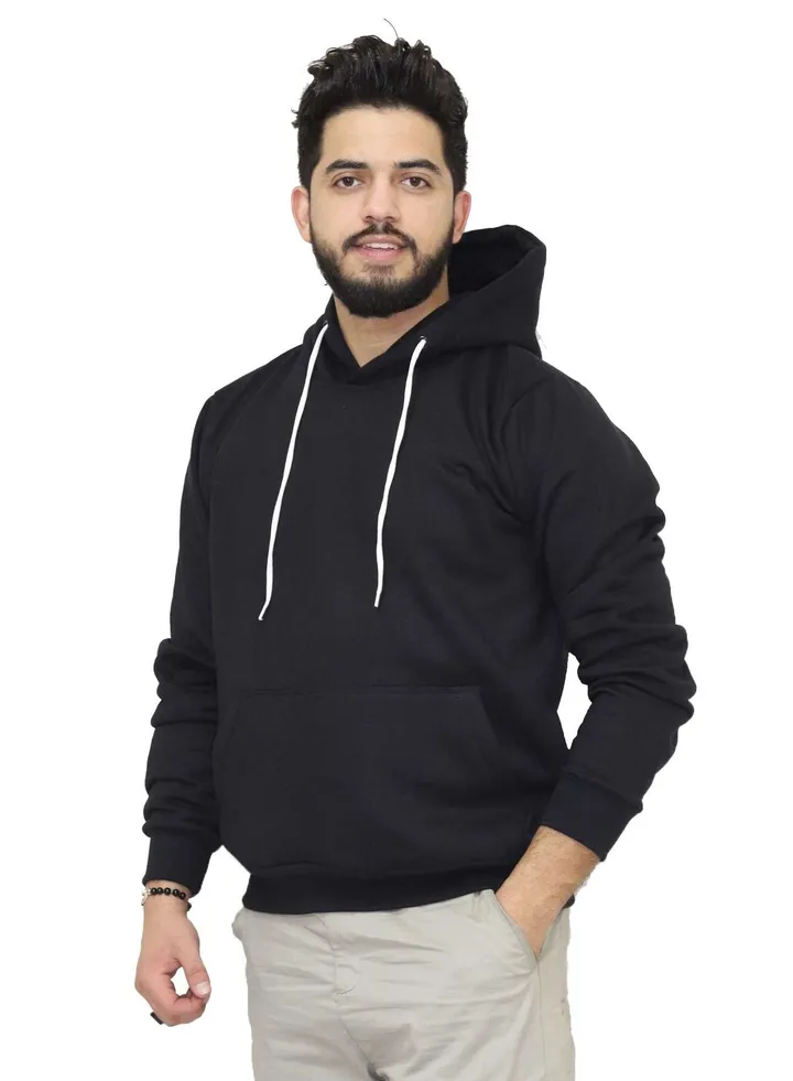 Hoodie Melton Cotton - Black