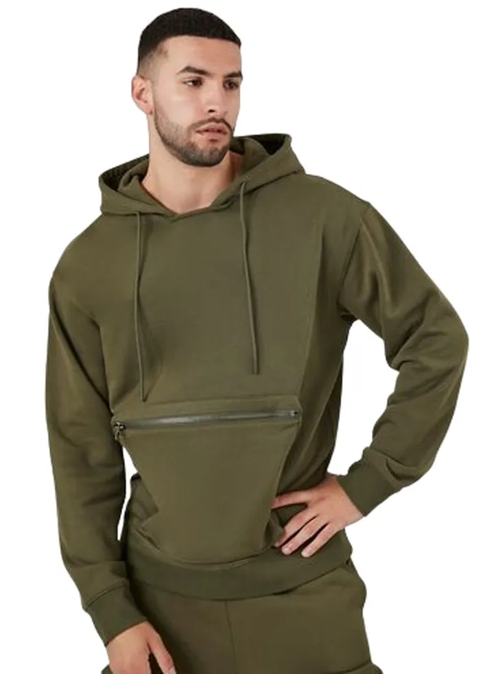 Zip-Pocket Fleece Hoodie