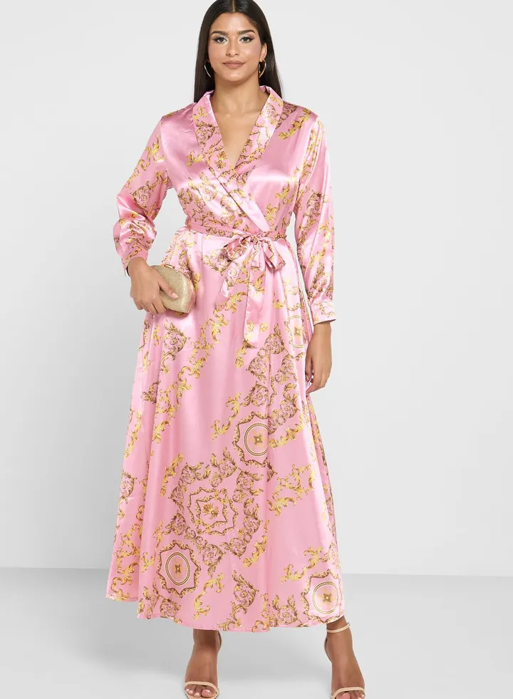 Printed Dress With Belt