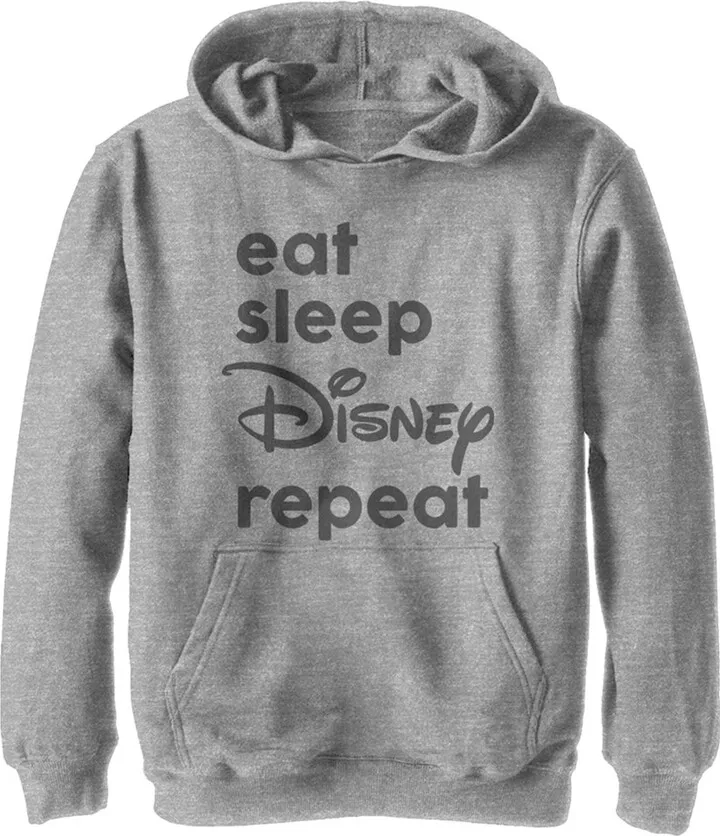 Boy's Disney Eat Sleep Repeat Pull Over Hoodie - Athletic Heather - Large