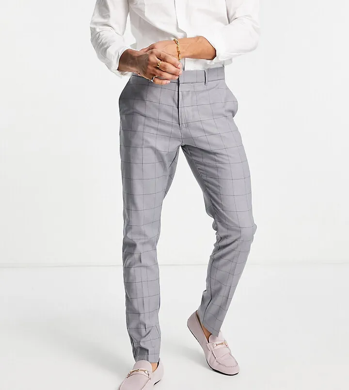 New Look exclusive skinny suit pants in mid gray