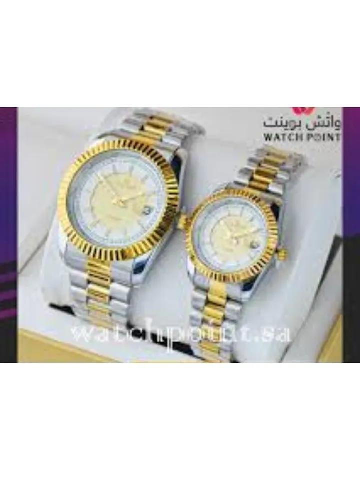 A high-quality waterproof couple watch set inspired by the famous Rolex watches