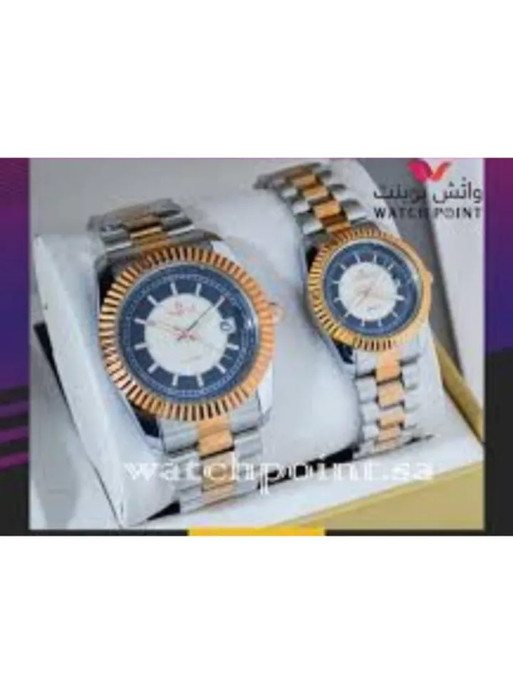 A high-quality waterproof couple watch set inspired by the famous Rolex watches