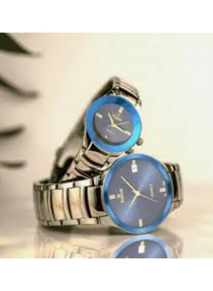 Watch set, ceramic design, Eddo shape, stainless steel bracelet, for couple