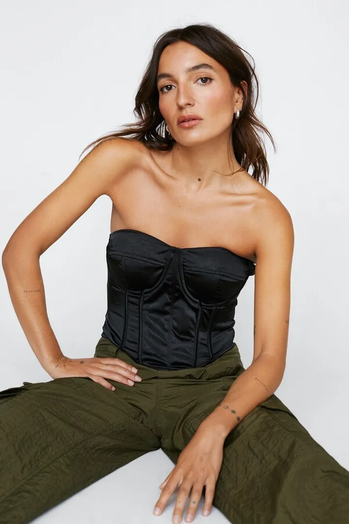 Nasty Gal Womens Petite Satin Bust Detail Corset