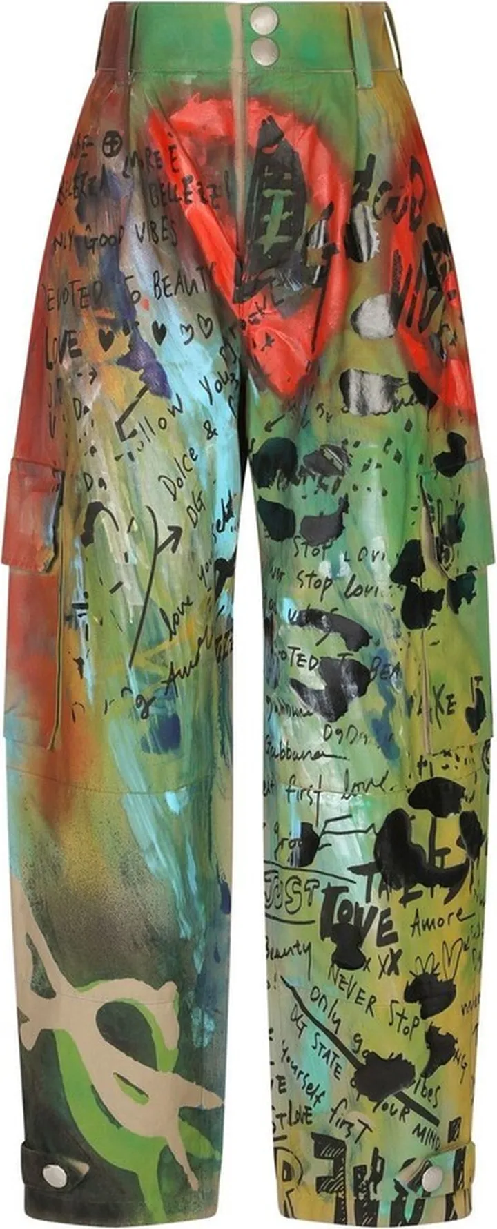 Graffiti-Print Straight Trousers