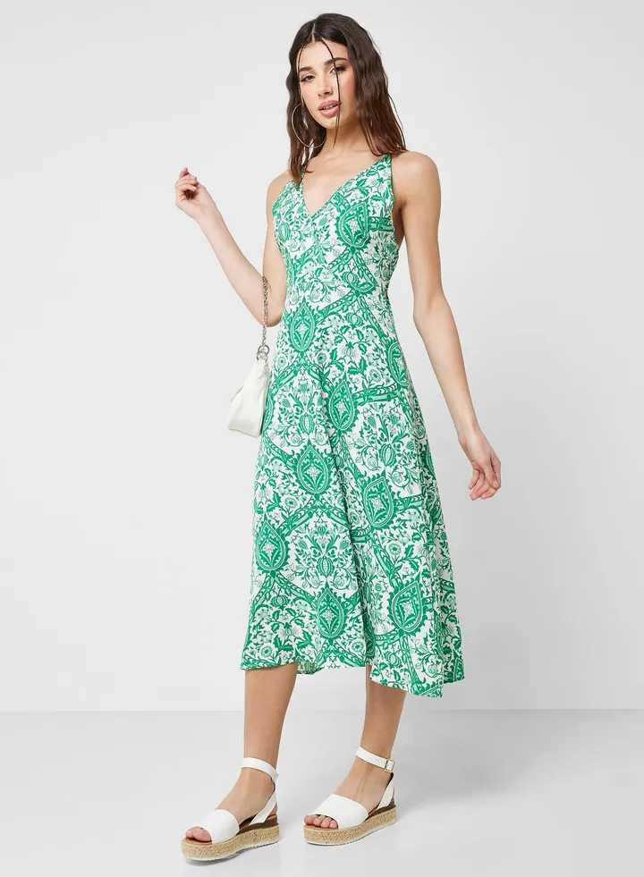 Strappy Print Dress