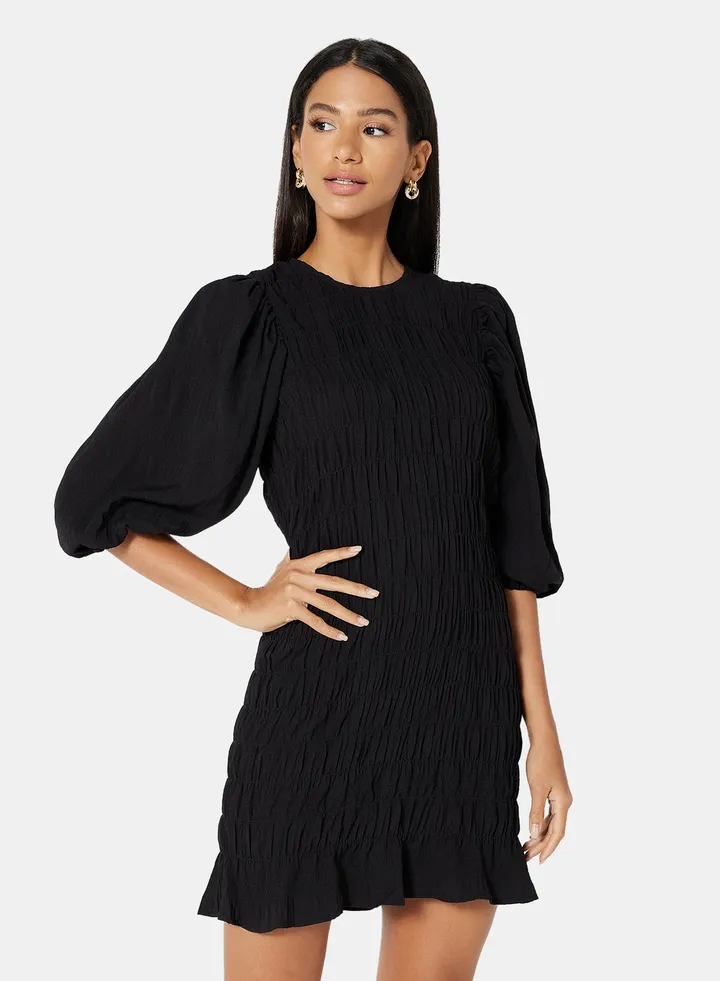 Gathered Detail Dress Black