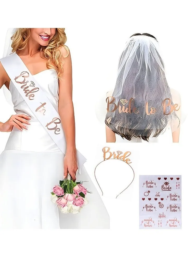 4 Piece Bride To Be Decoration Set, Lightweight and Easy To Wear, Not Easy To Fall Off, Beautiful Design Makes You Extra Bright At The Party