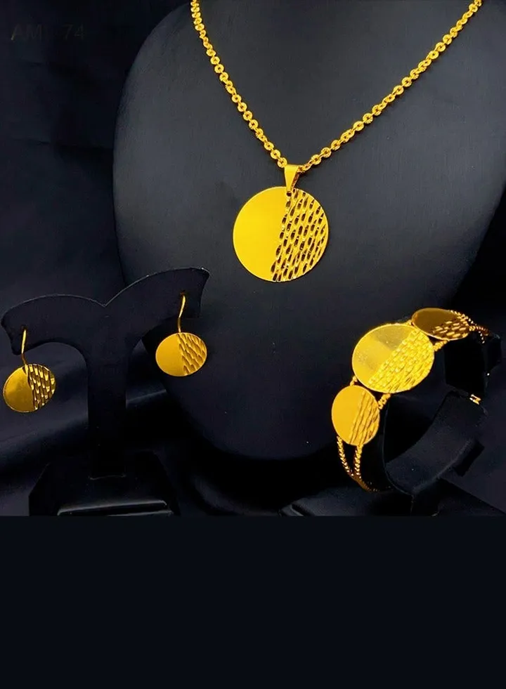 Coin Gold Jewelry Set 24k Gold Plated Zircon Luxury Necklace Set Middle East Dubai Full Set Wedding Party Accessories