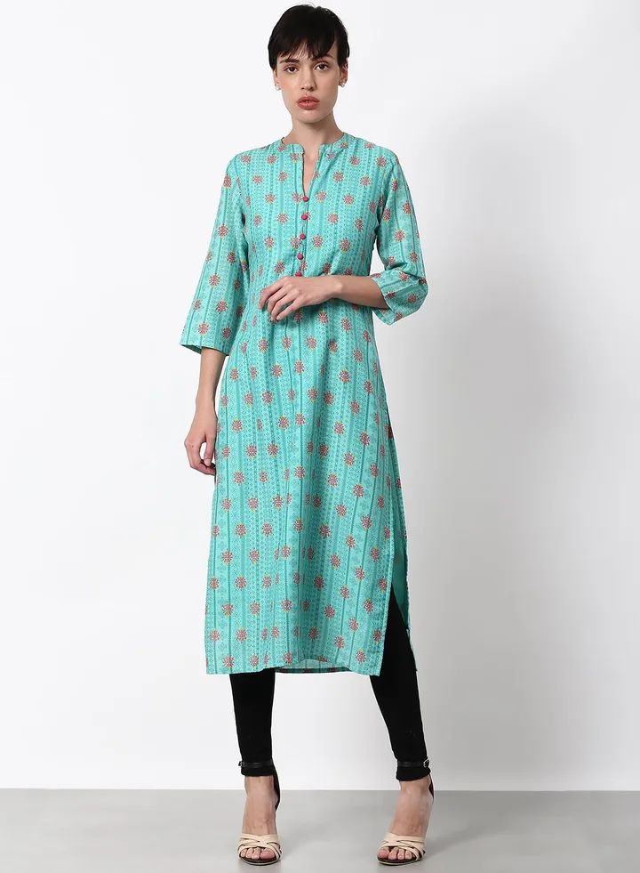 Regular Fit Casual Kurta Blue