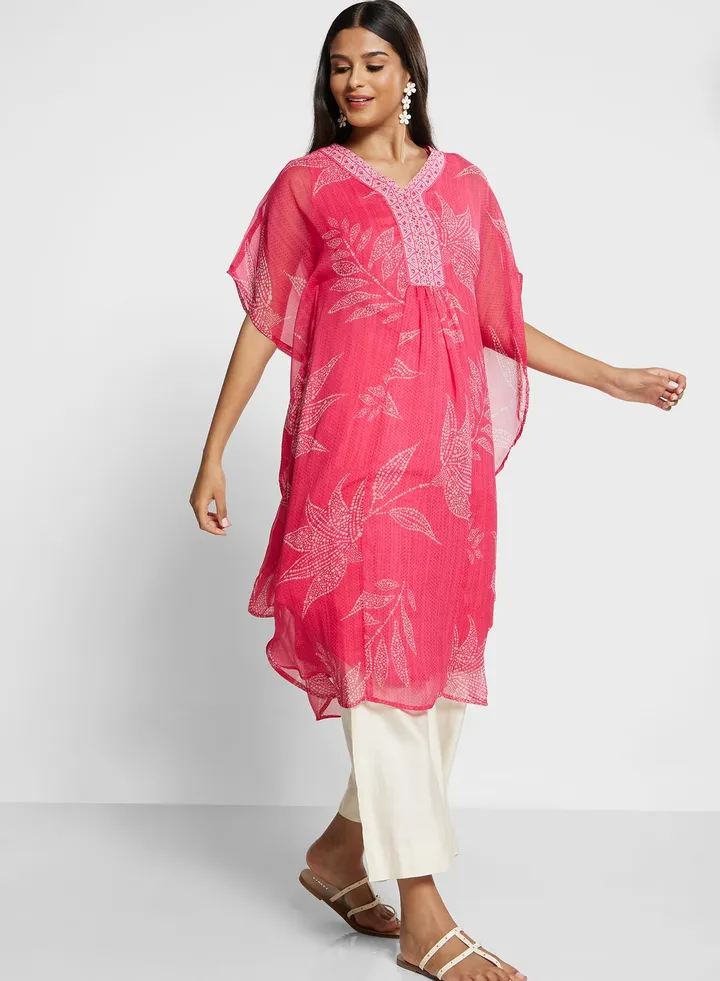 Lace Cape Sleeve Kurti