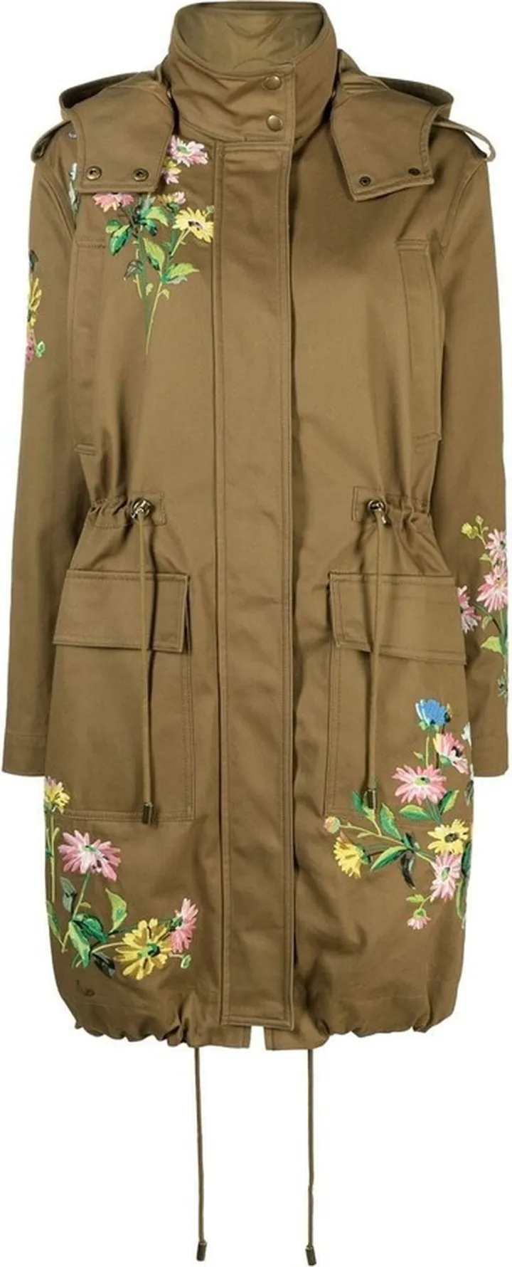 Floral-Embroidered Parka