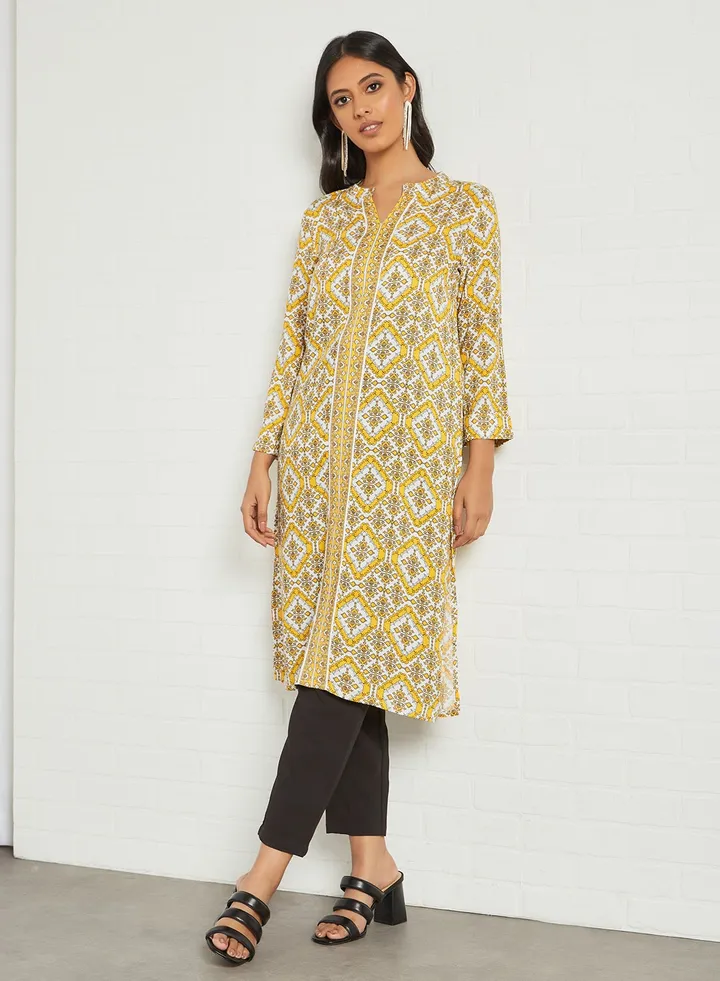 Printed Kurta Mustard