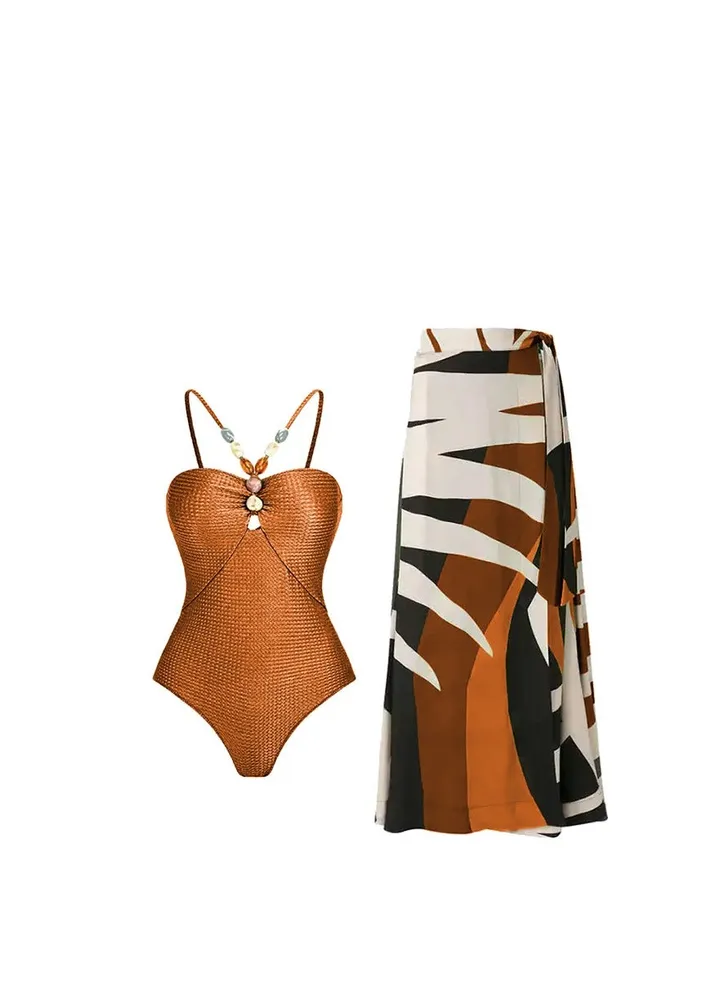 2 Pice Summer swimsuit cover up women halter set swimming suit women swimwear