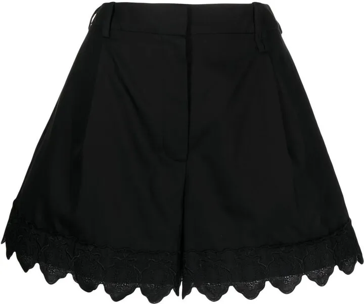 Scalloped-Trim Cotton Shorts
