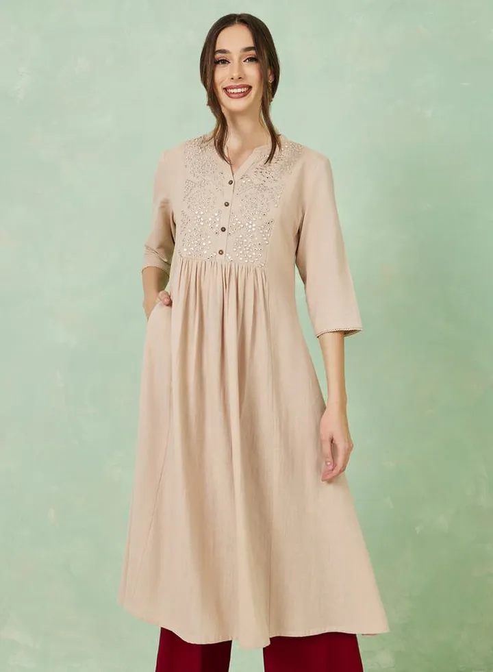 Embroidered Cotton Anarkali Kurta