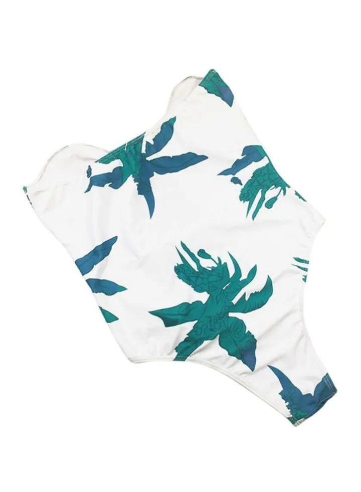 One Piece Swimming Suit White/Green/Blue