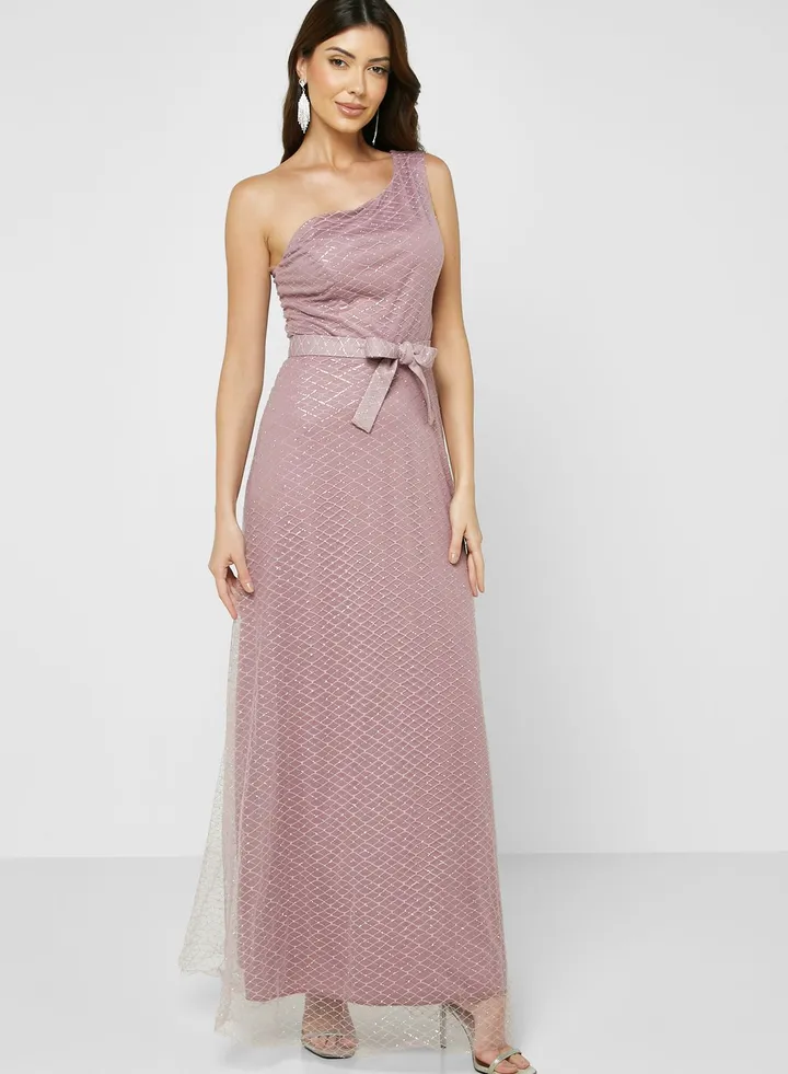 One Shoulder Shimmer Dress