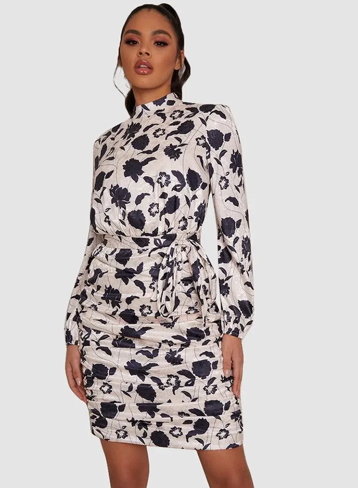 Albina Long Sleeve Dress White/Black