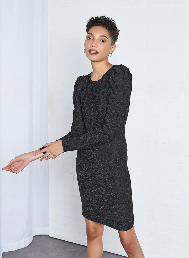 Puff Sleeve Dress Black