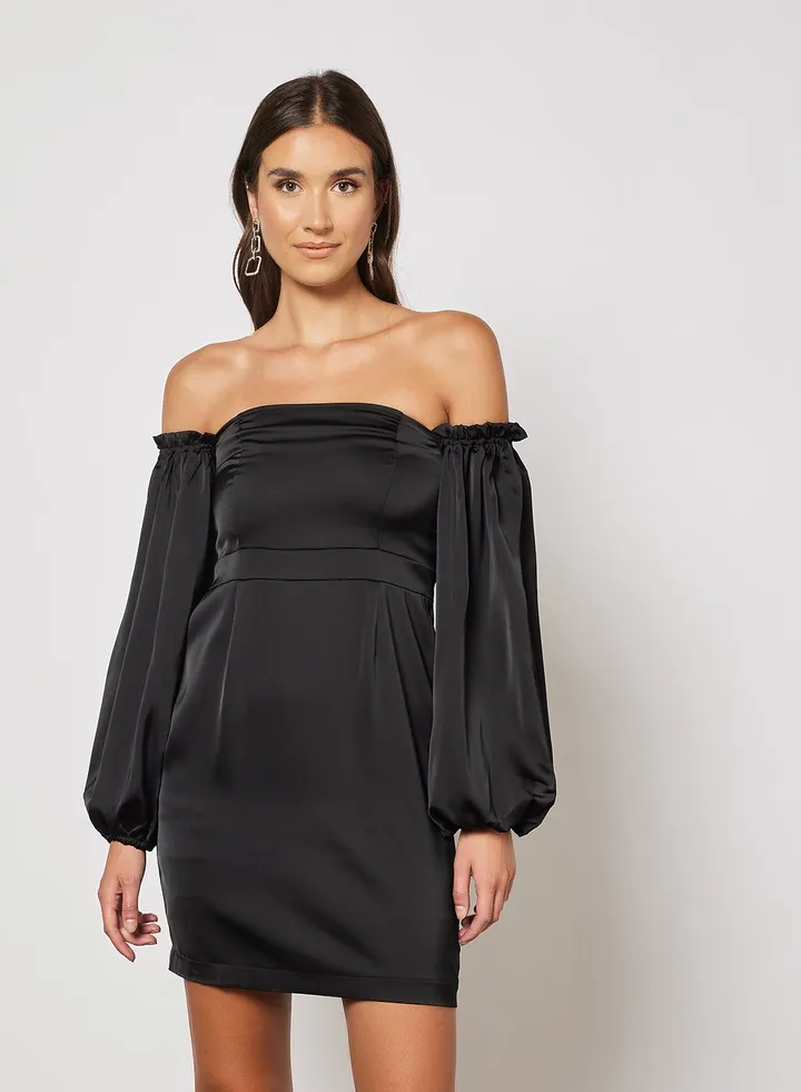 Volume Sleeve Dress Black