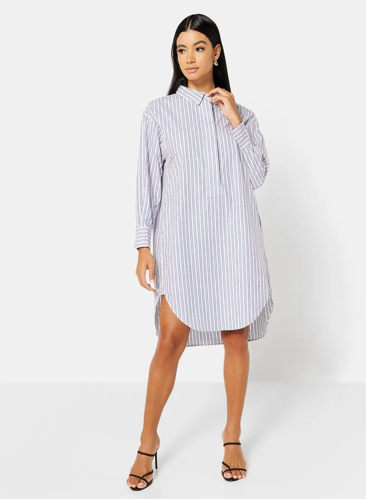 Striped Shirt Dress Blue