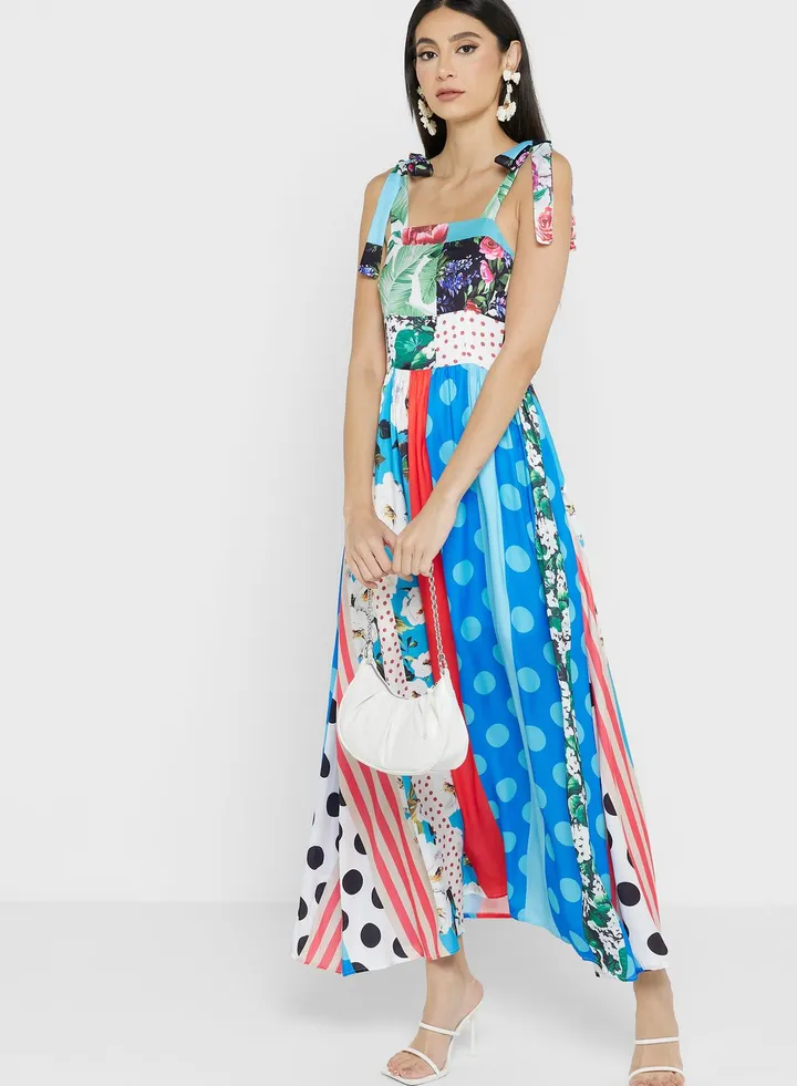 Splice Print Dress