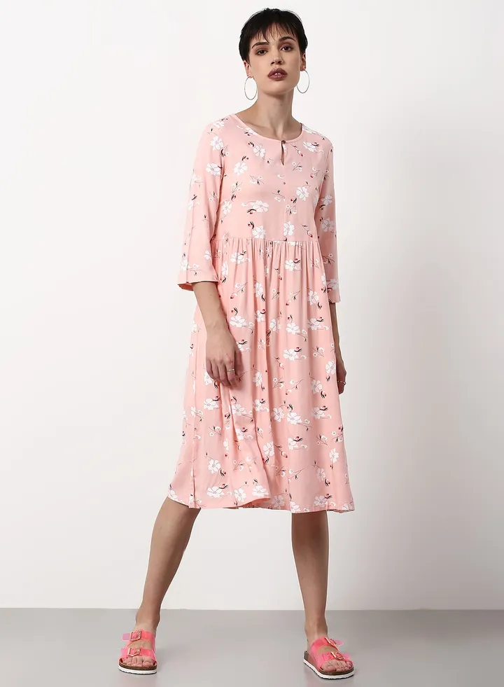 Loose Fit Casual Dress Pink
