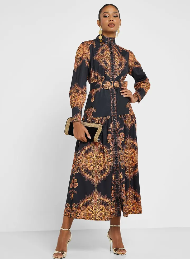 Waistband Printed Dress