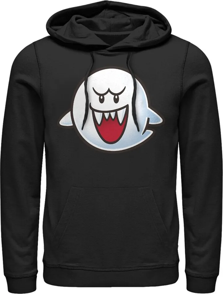 Men's Nintendo Mario Boo Ghost Smile Pull Over Hoodie - Black - Medium
