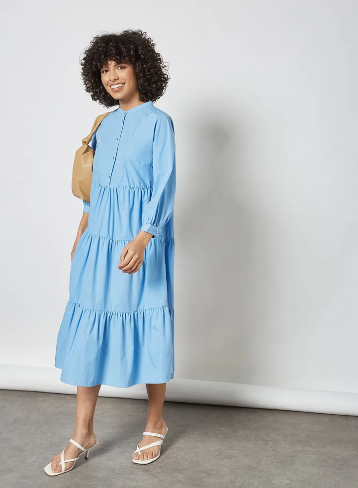 Tiered Midi Dress Little Boy Blue
