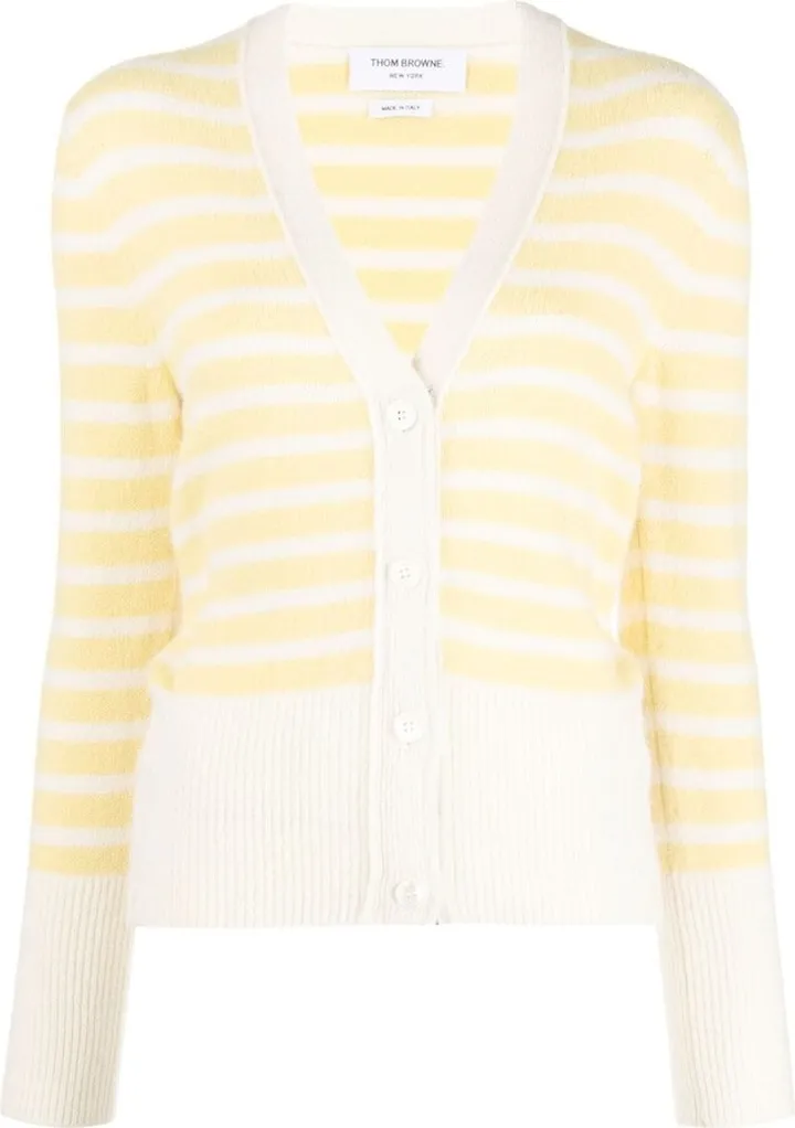 striped V-neck cardigan