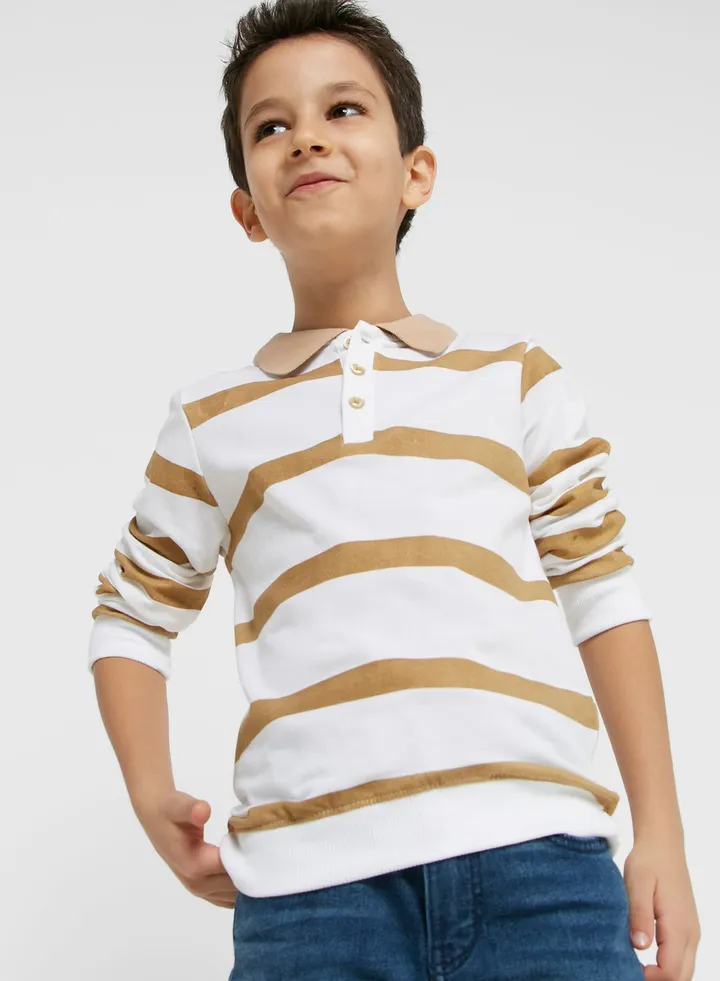 Striped Full Sleeves Polo For Boys